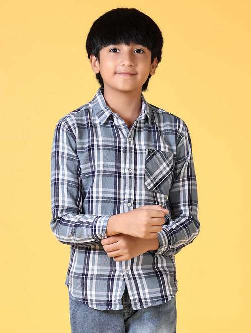 boys long sleeves checkered shirt - 21634438 - Standard Image - 0