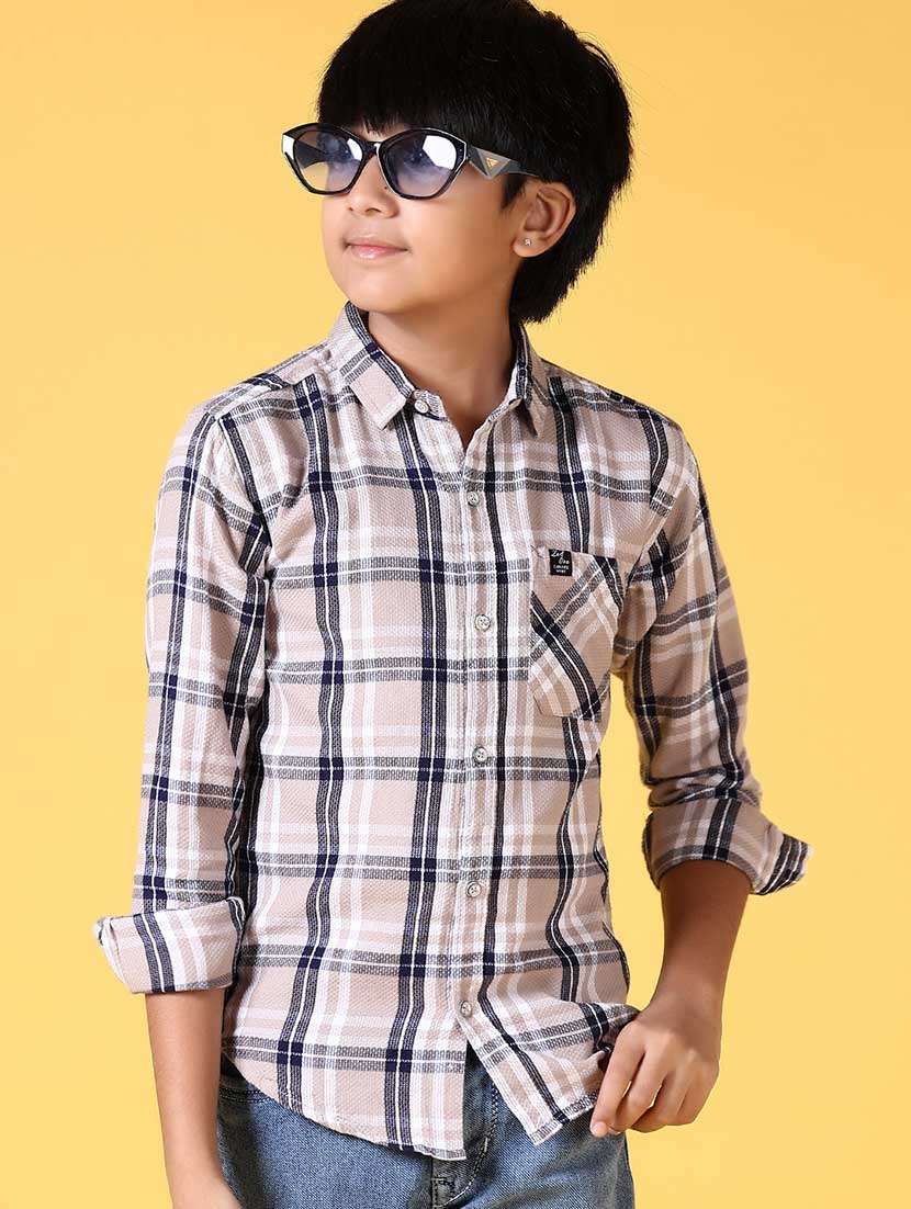Boys Long Sleeves Checkered Shirt - 21634439 -  Standard Image - 1