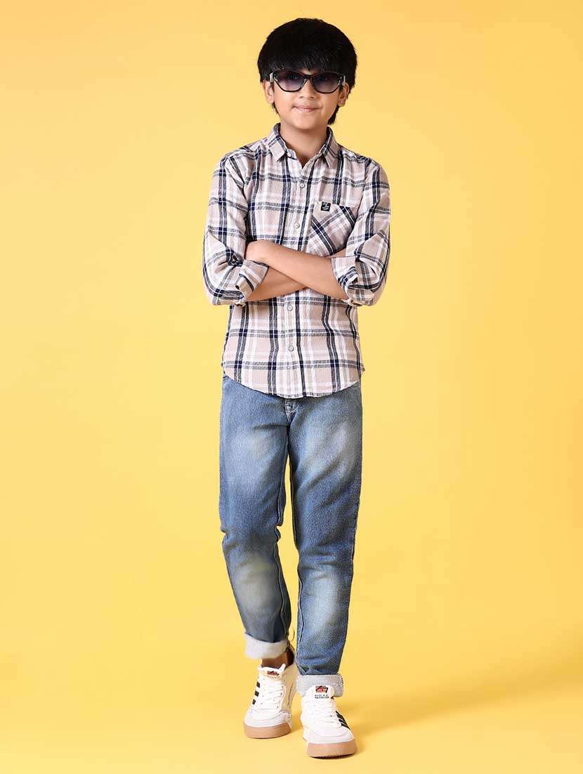 Boys Long Sleeves Checkered Shirt - 21634439 -  Standard Image - 4