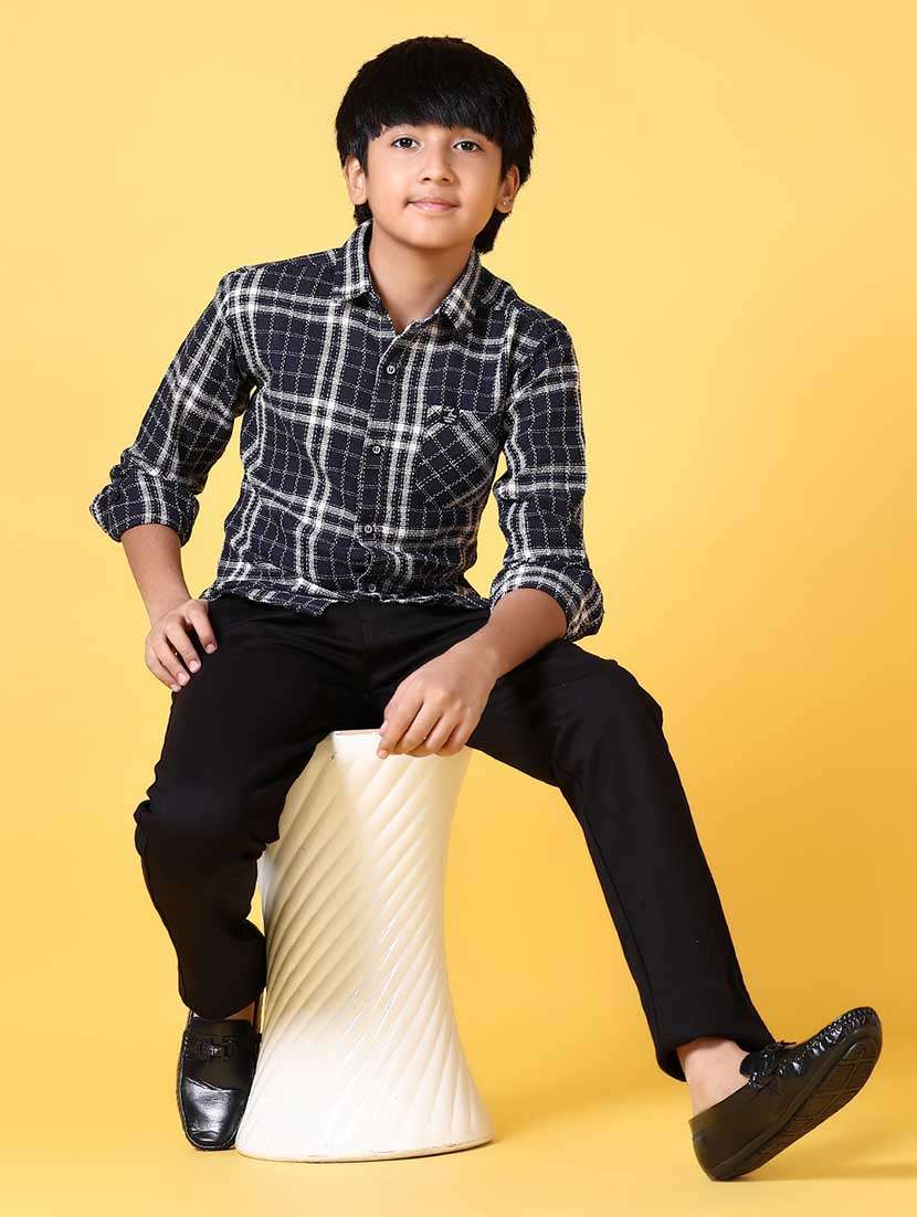 boys long sleeves checkered shirt - 21634445 - Standard Image - 4
