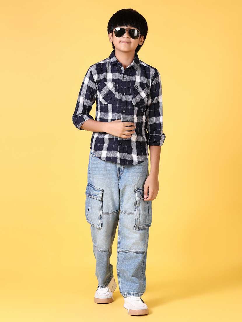 boys long sleeves checkered shirt - 21634447 - Standard Image - 4