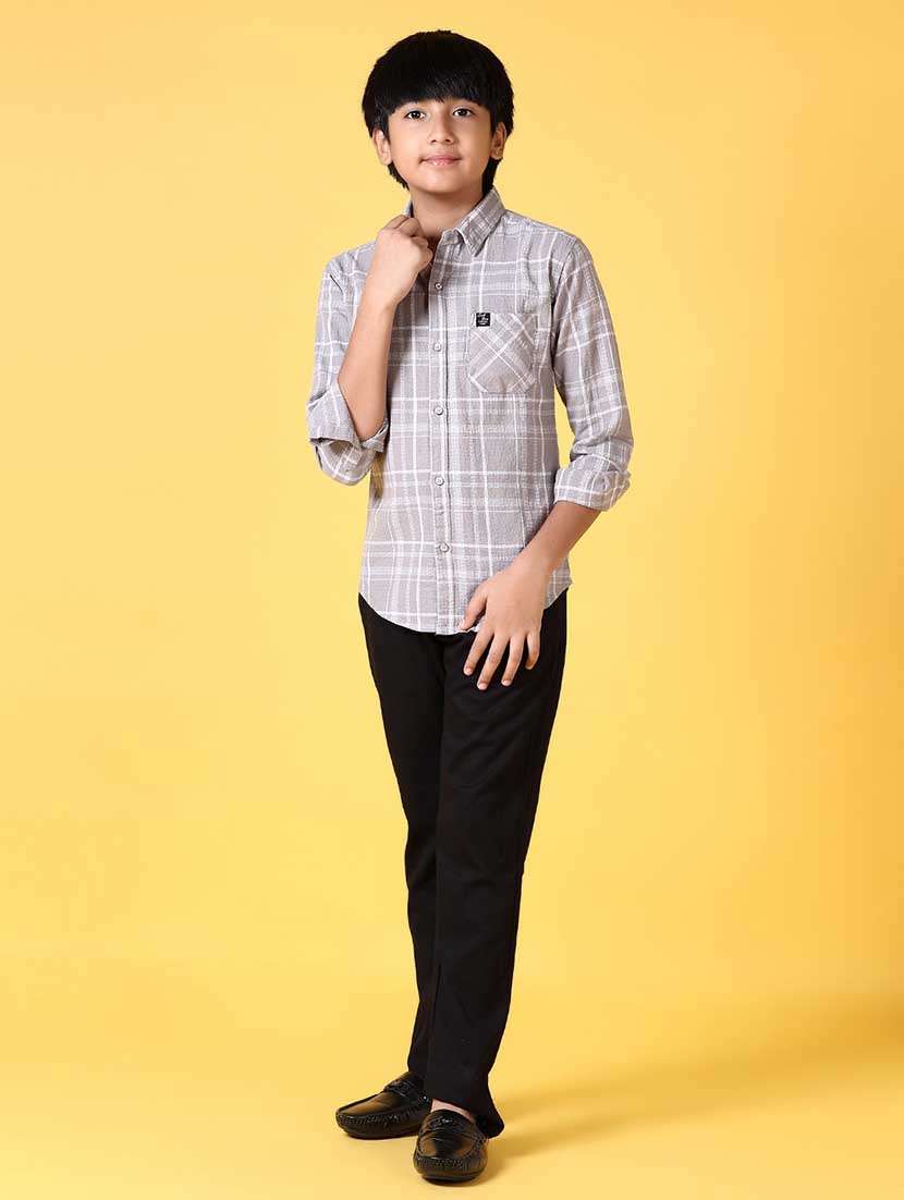 boys long sleeves checkered shirt - 21634450 -  Standard Image - 4
