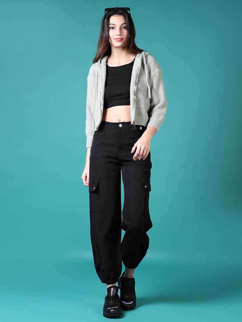 women solid hooded long sleeves pullover - 21634459 -  Standard Image - 4