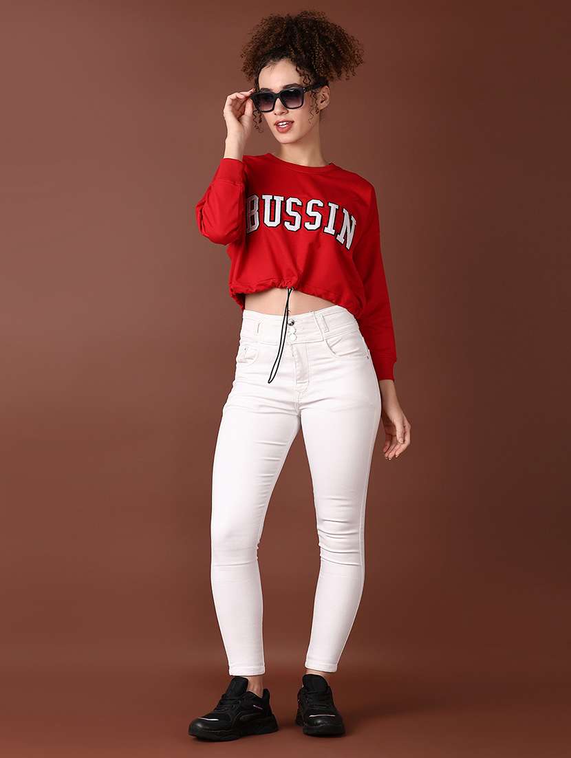 women long sleeves chest print sweatshirt - 21634622 -  Standard Image - 4