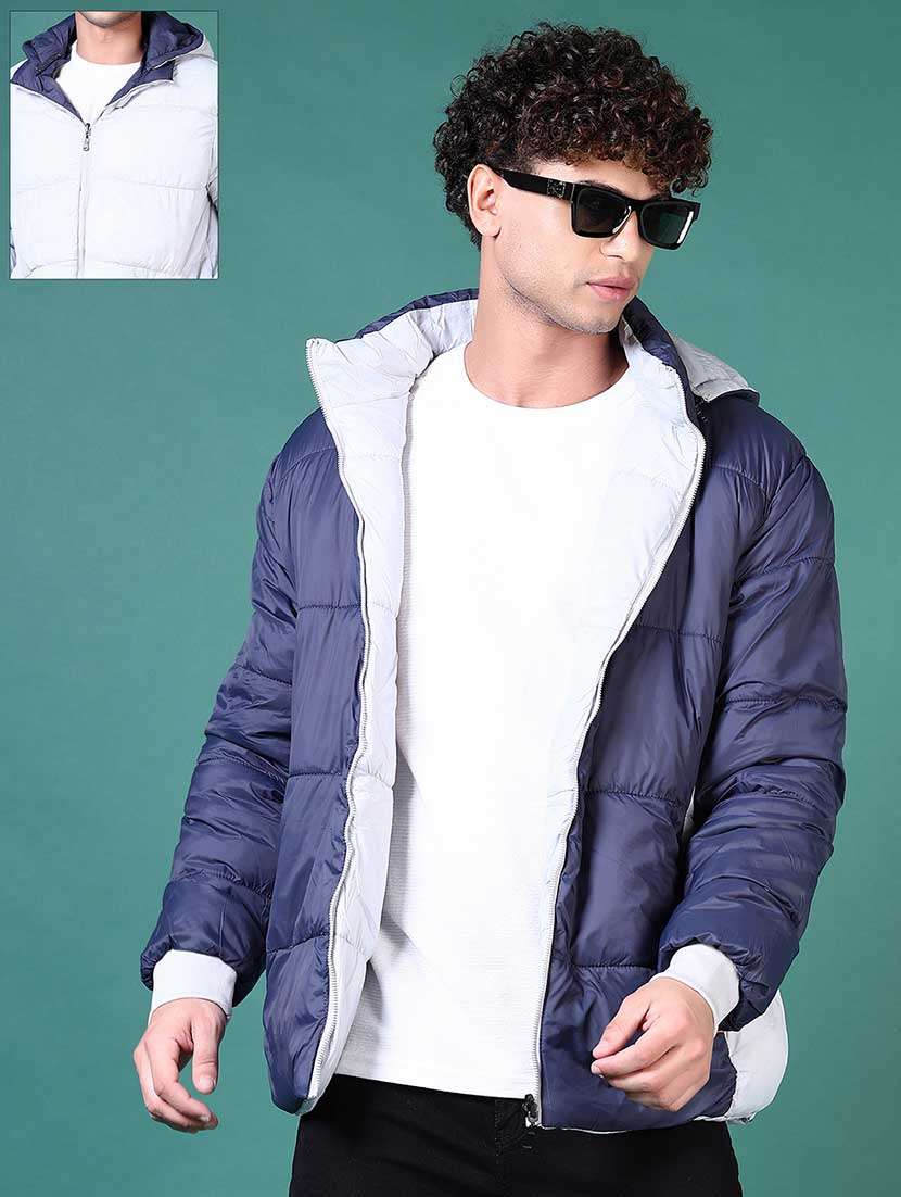 men solid reversible long sleeve puffer jacket - 21634653 -  Standard Image - 1