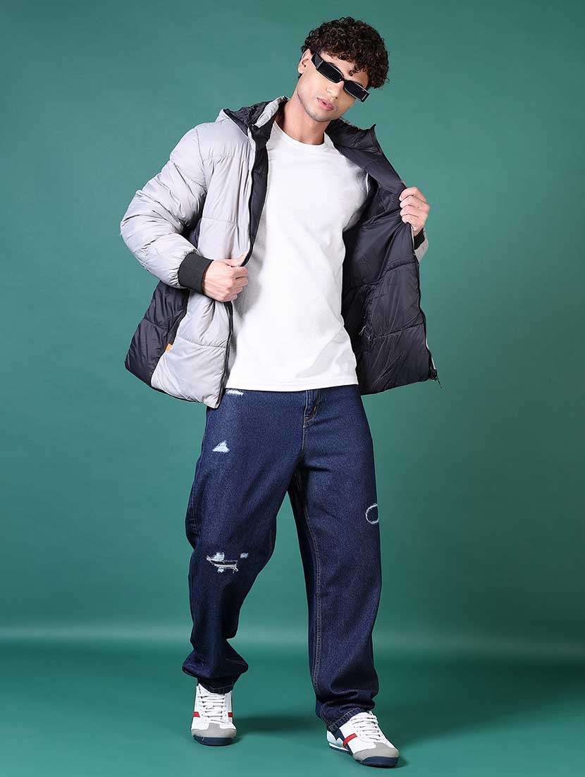 men solid long sleeve reversible puffer jacket - 21634654 -  Standard Image - 4