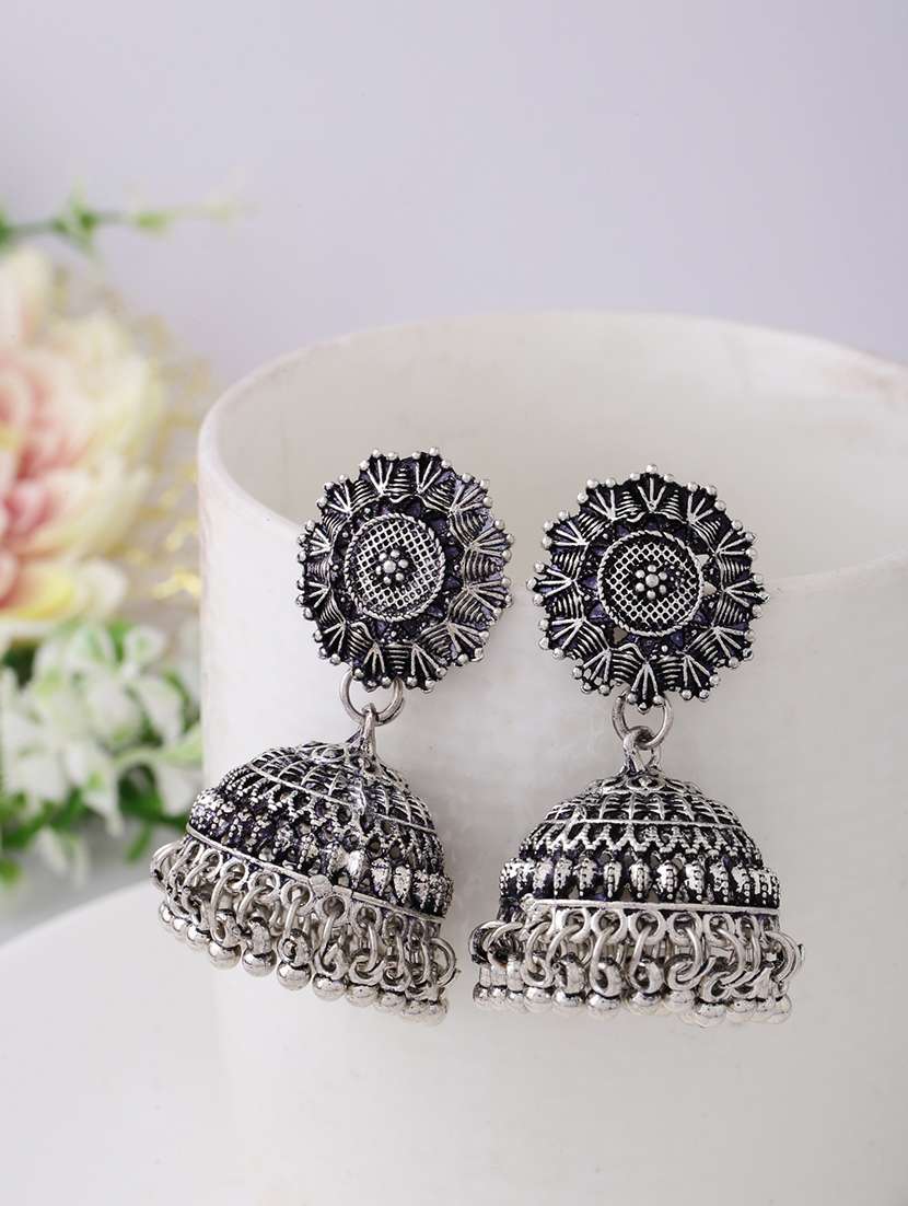 Women Silver Jhumka Earrings