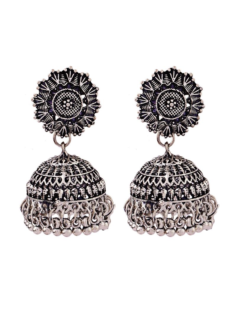 women silver jhumka earrings - 21635011 -  Standard Image - 1