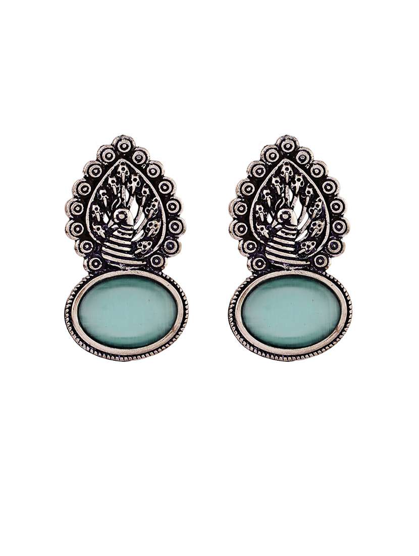 women sea green silver plated drop earrings - 21635013 -  Standard Image - 1