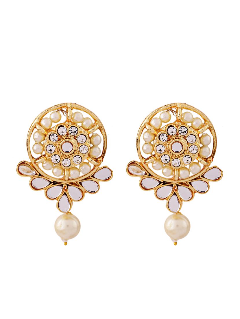 women white pearl & kundan work jewellery set - 21635043 -  Standard Image - 1