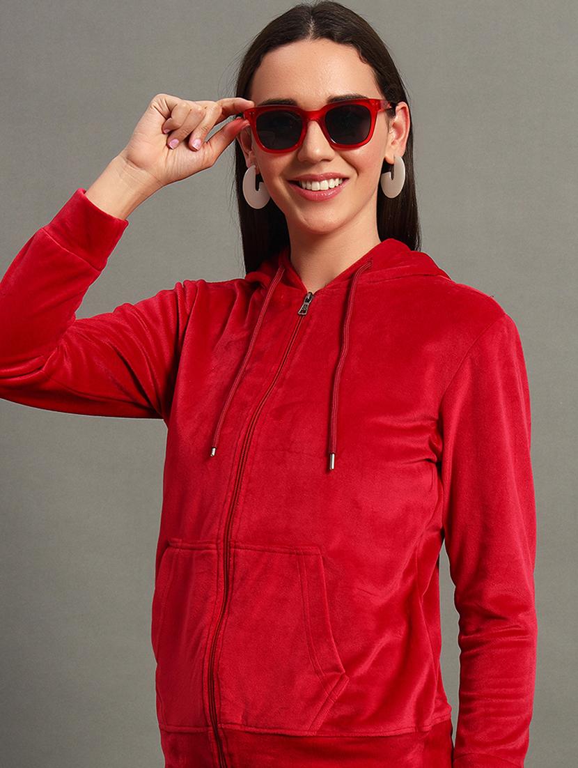 women solid long sleeve zipper sweatshirt - 21635059 - Standard Image - 1