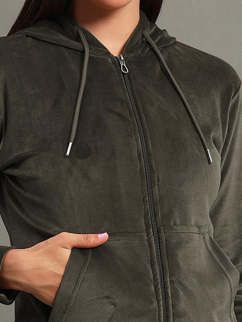 women solid long sleeve zipper sweatshirt - 21635062 - Standard Image - 4