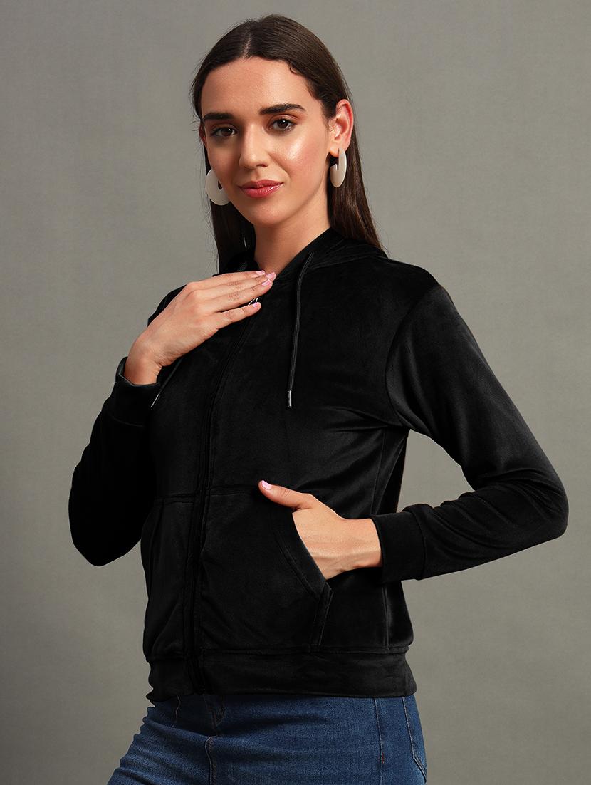 women solid long sleeve zipper sweatshirt - 21635063 - Standard Image - 1