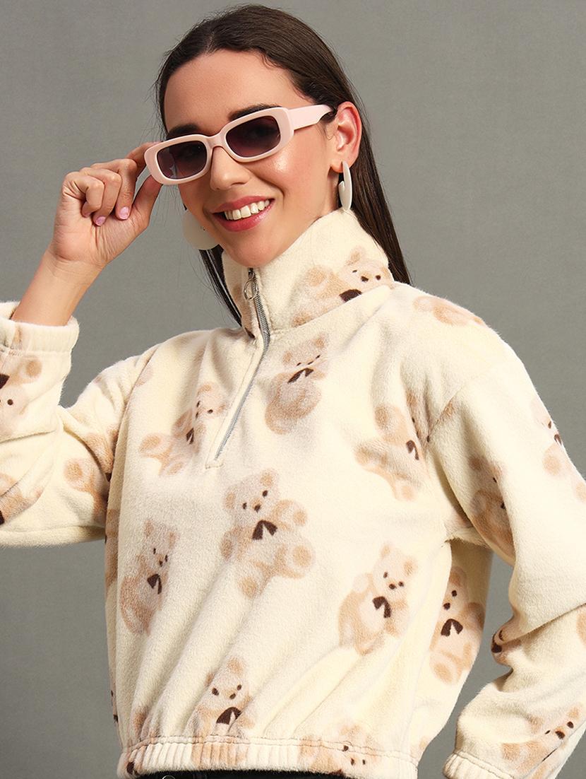 women printed high neck sweatshirt - 21635064 - Standard Image - 1