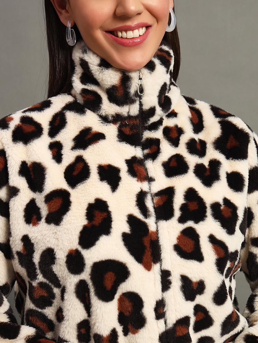 women printed fur zipper sweatshirt - 21635069 - Standard Image - 4