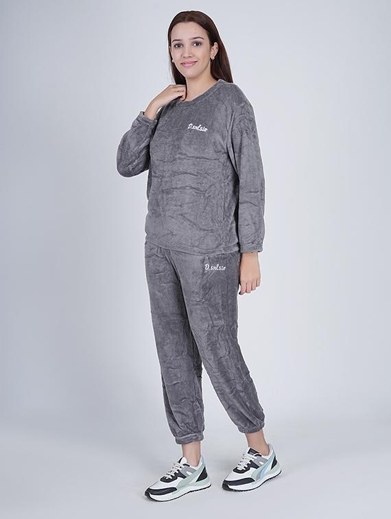 women solid round neck pyjama set - 21635399 - Standard Image - 1
