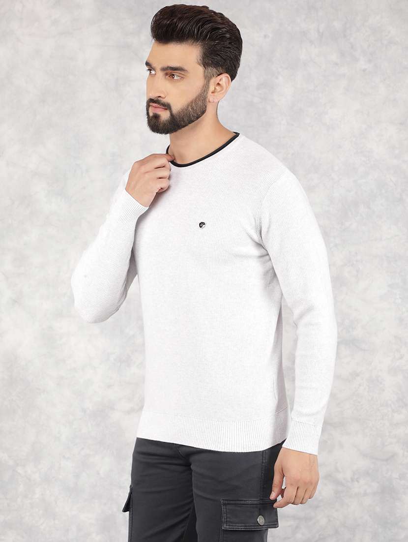 men solid long sleeve pullover
