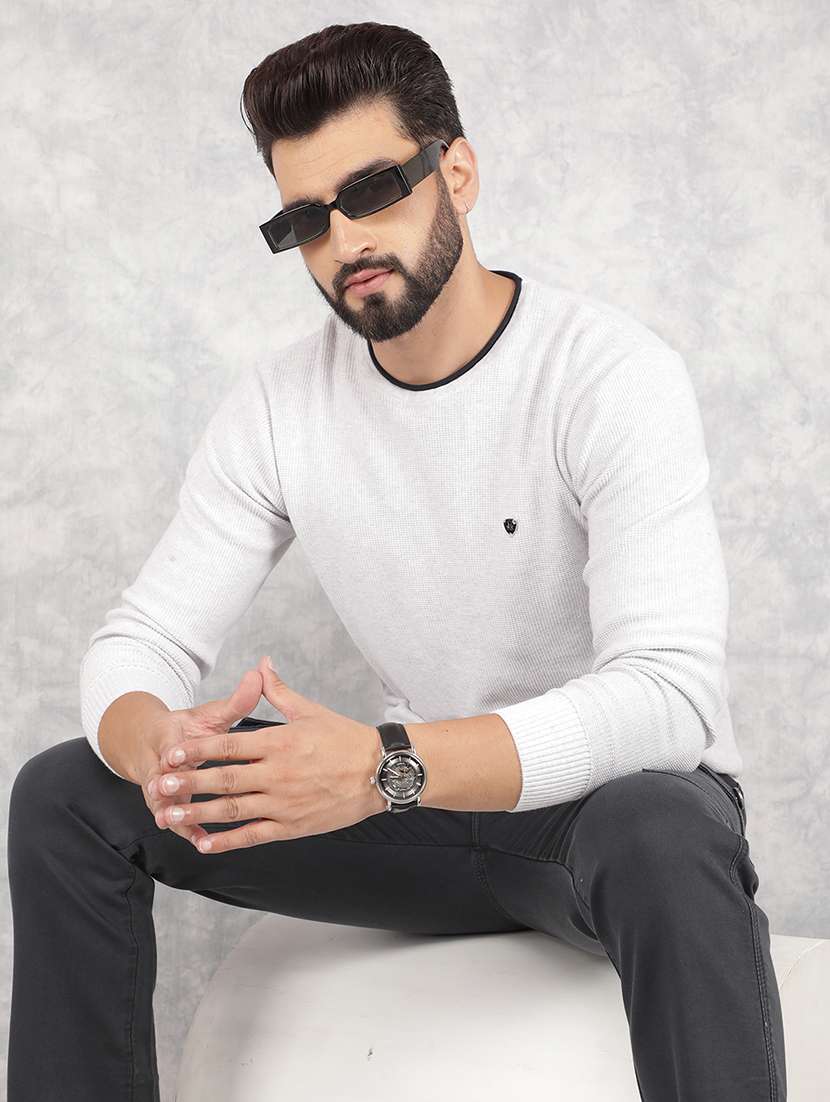 men solid long sleeve pullover - 21635512 -  Standard Image - 1