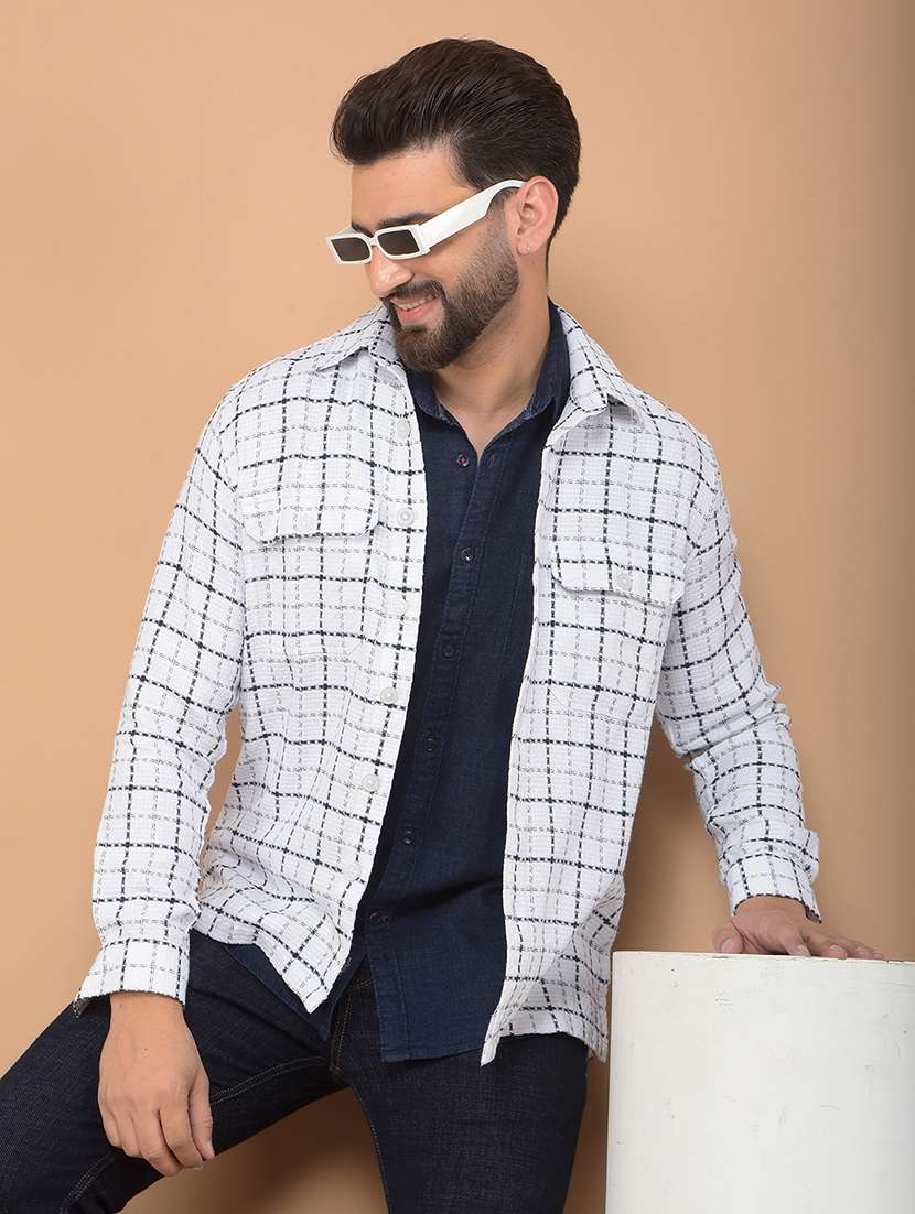 men checkered long sleeve casual shirt - 21635516 - Standard Image - 1