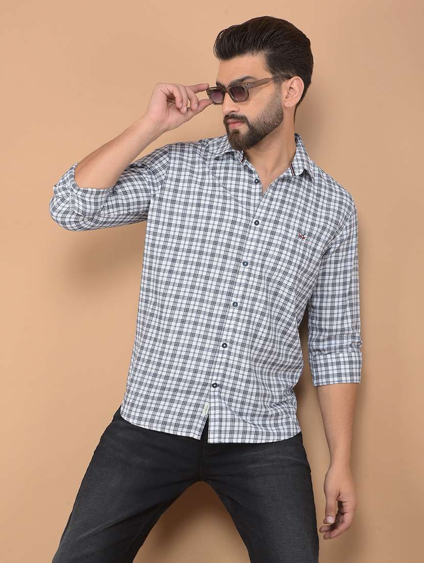 men checkered long sleeve casual shirt - 21635518 -  Standard Image - 1