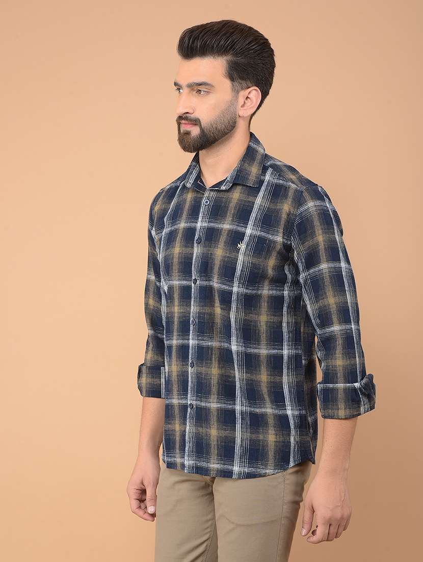 men checkered long sleeve casual shirt - 21635520 -  Standard Image - 1
