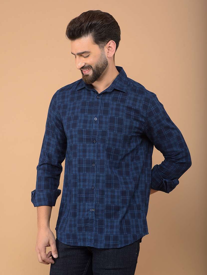 men checkered long sleeve casual shirt - 21635524 -  Standard Image - 1