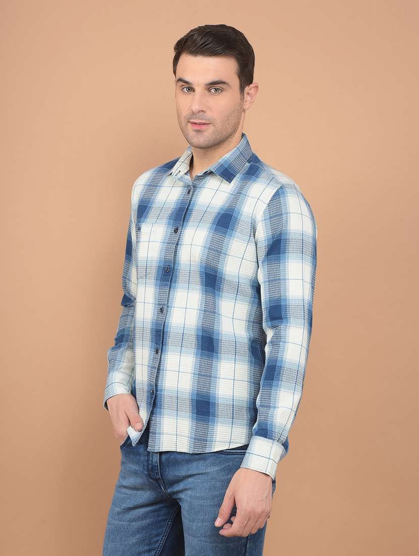men checkered long sleeve casual shirt - 21635528 -  Standard Image - 1