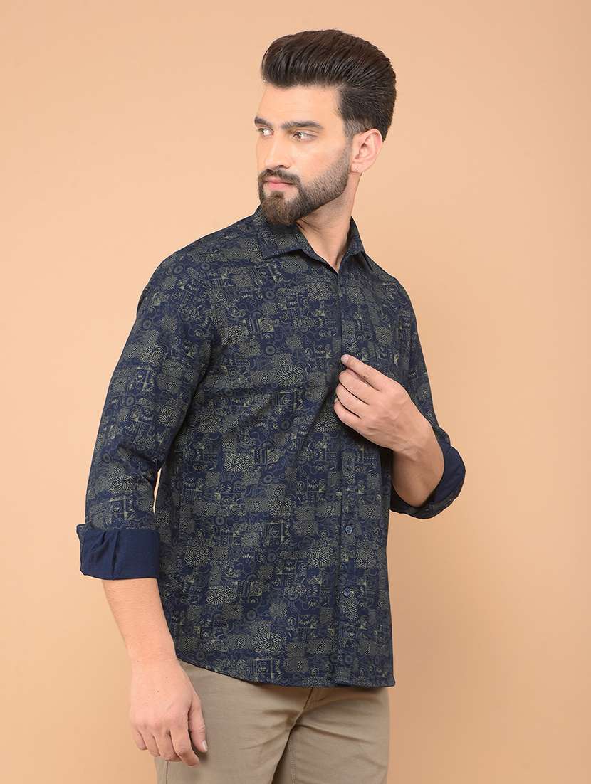 men long sleeves printed casual shirt - 21635529 -  Standard Image - 1