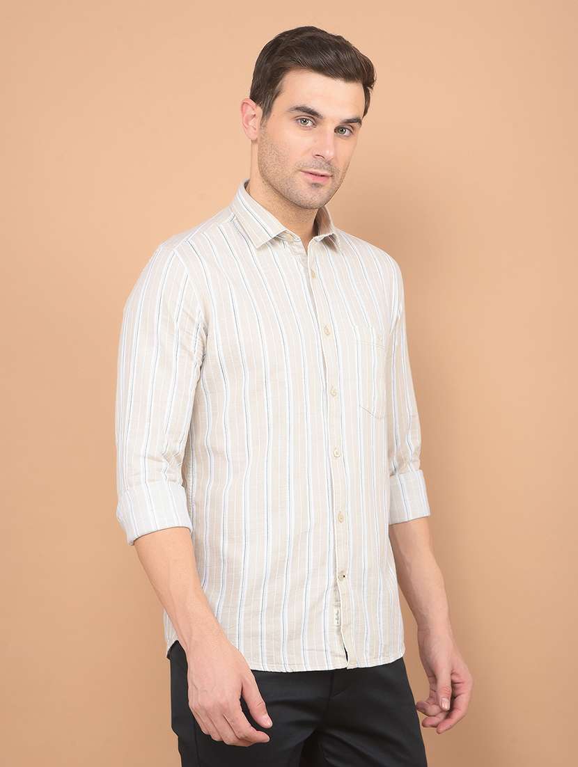 men striped long sleeve casual shirt