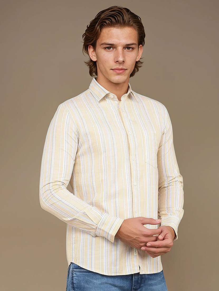 men striped long sleeve casual shirt - 21635590 -  Standard Image - 1