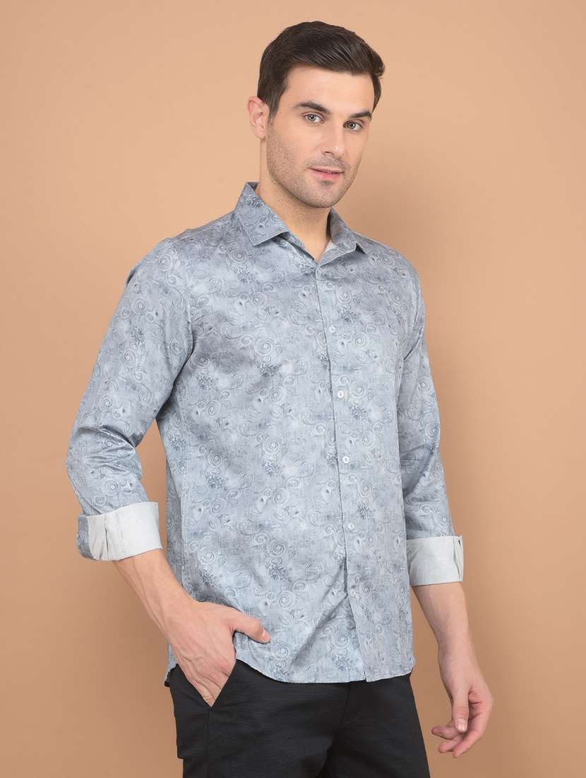 men long sleeves printed casual shirt - 21635597 -  Standard Image - 1