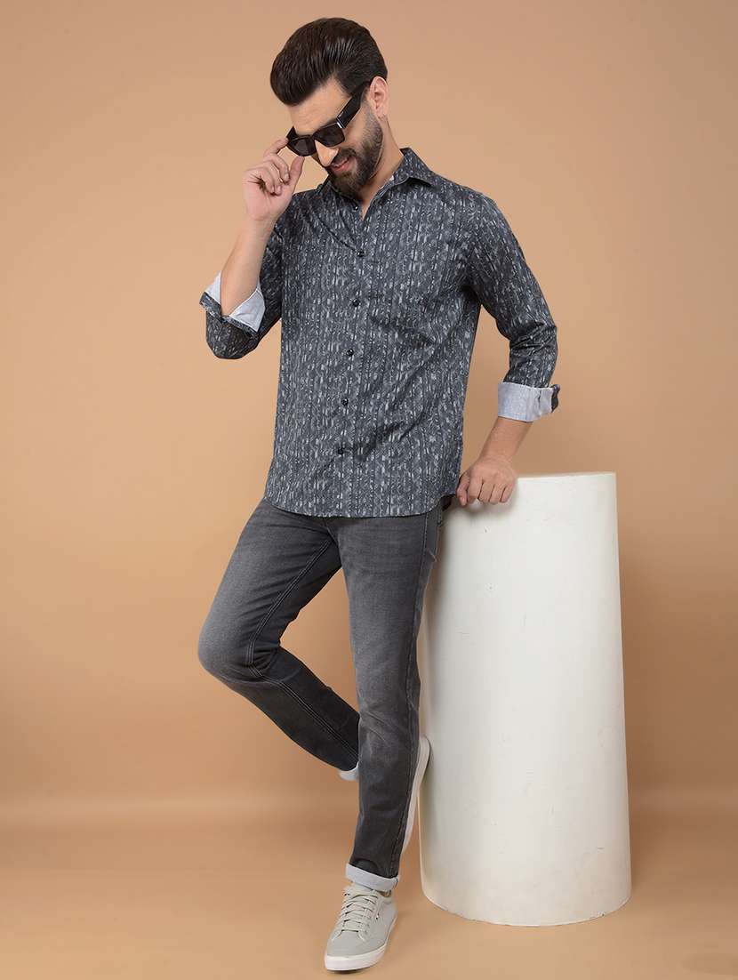 men long sleeves printed casual shirt - 21635601 -  Standard Image - 4