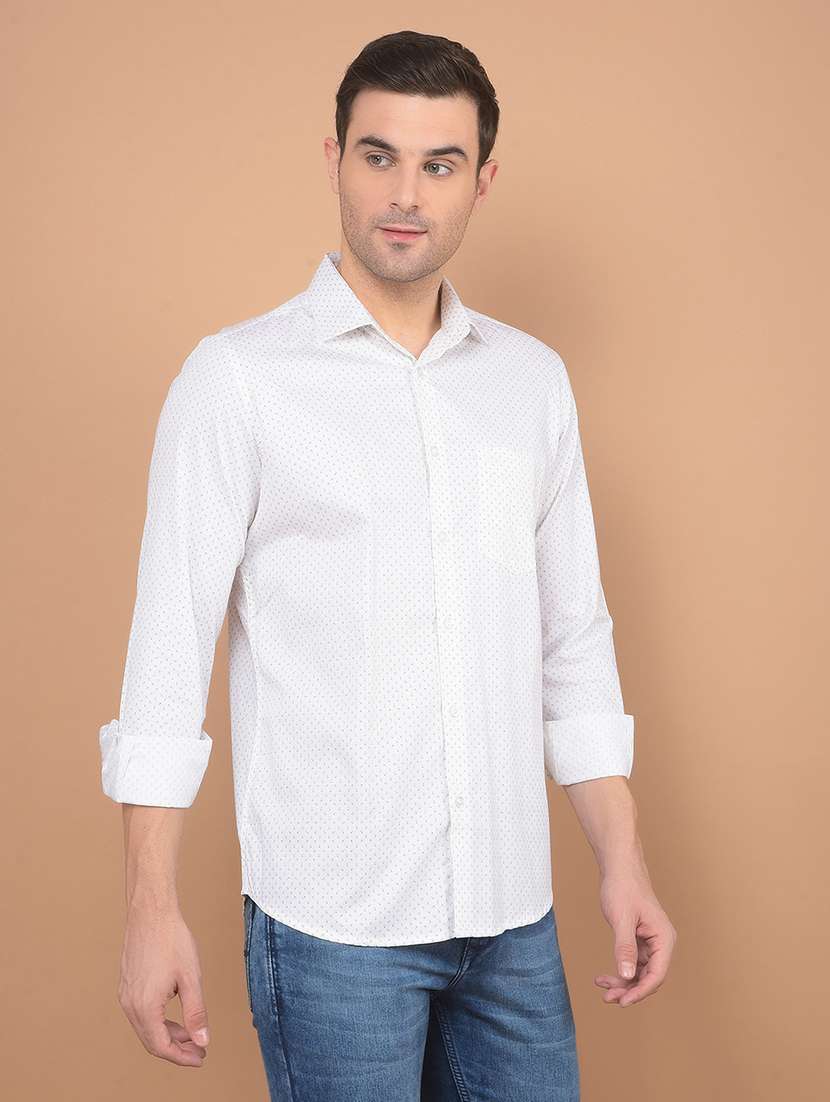 men printed long sleeve casual shirt