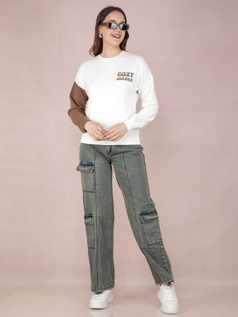 women color block long sleeve sweatshirt - 21635668 -  Standard Image - 4