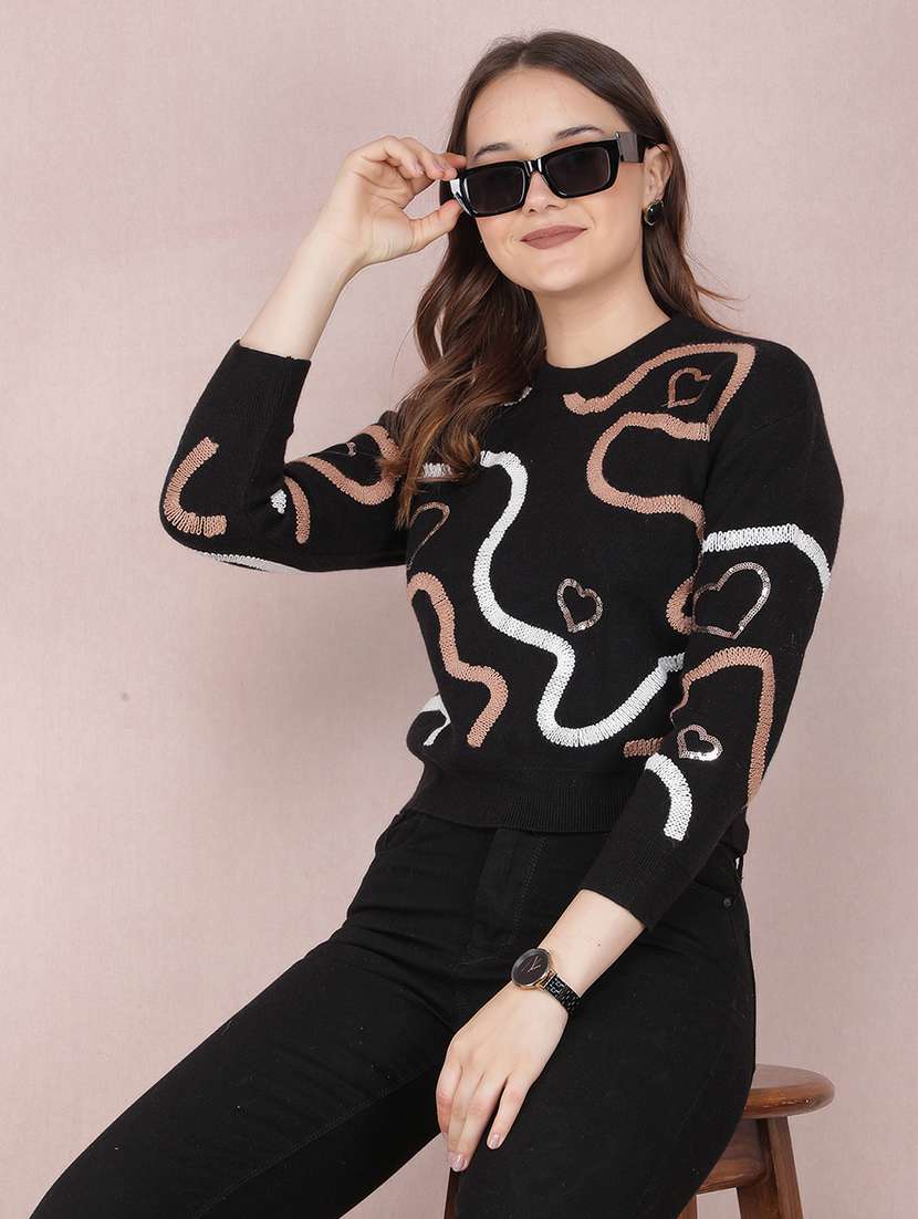 women printed long sleeve pullover - 21635691 -  Standard Image - 1