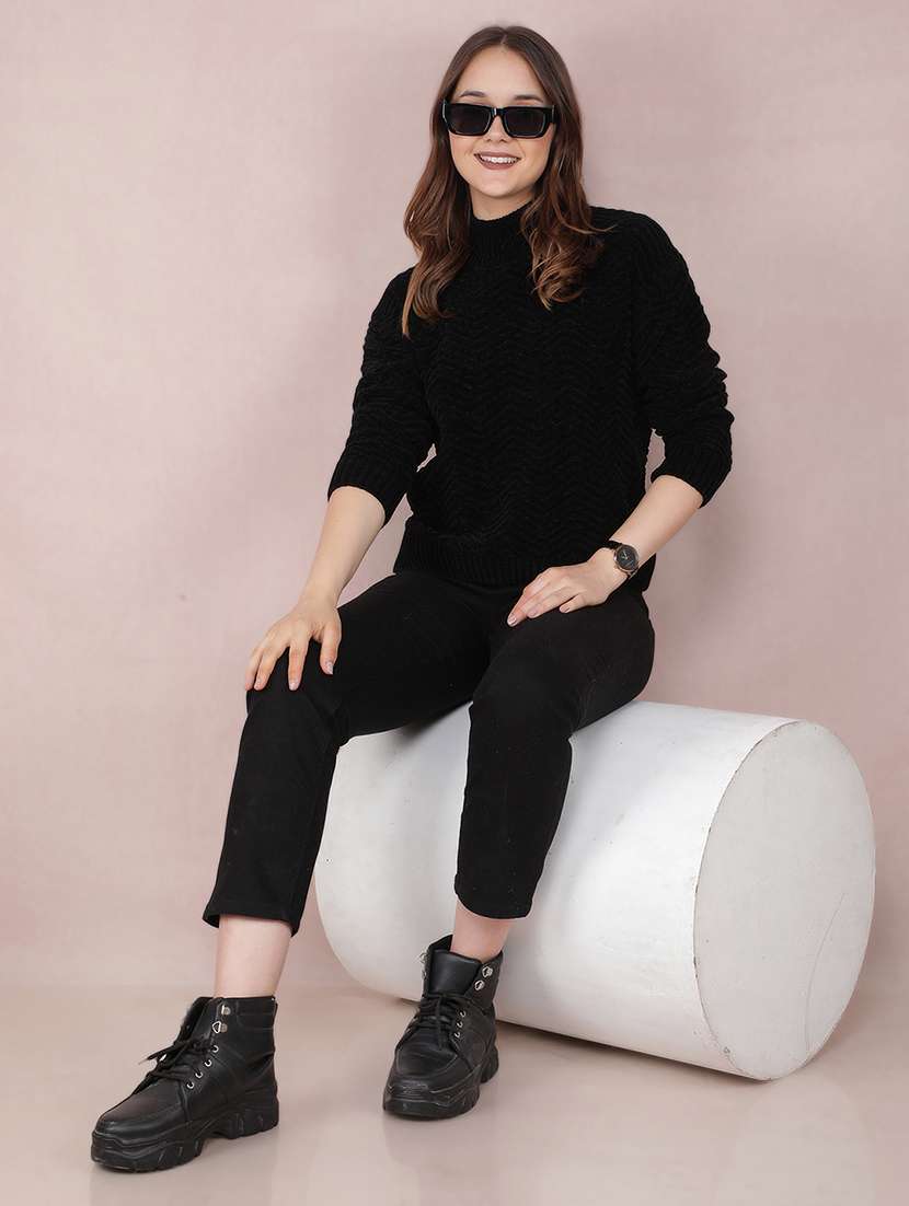 women self design long sleeve pullover - 21635704 - Standard Image - 4