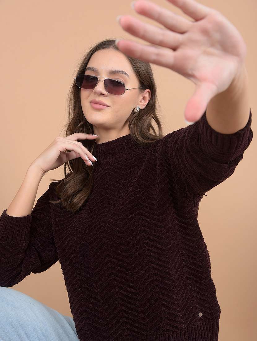 women solid long sleeve pullover - 21635720 -  Standard Image - 1