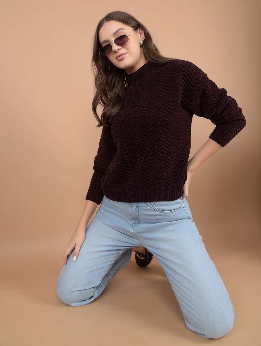 women solid long sleeve pullover - 21635720 - Standard Image - 4