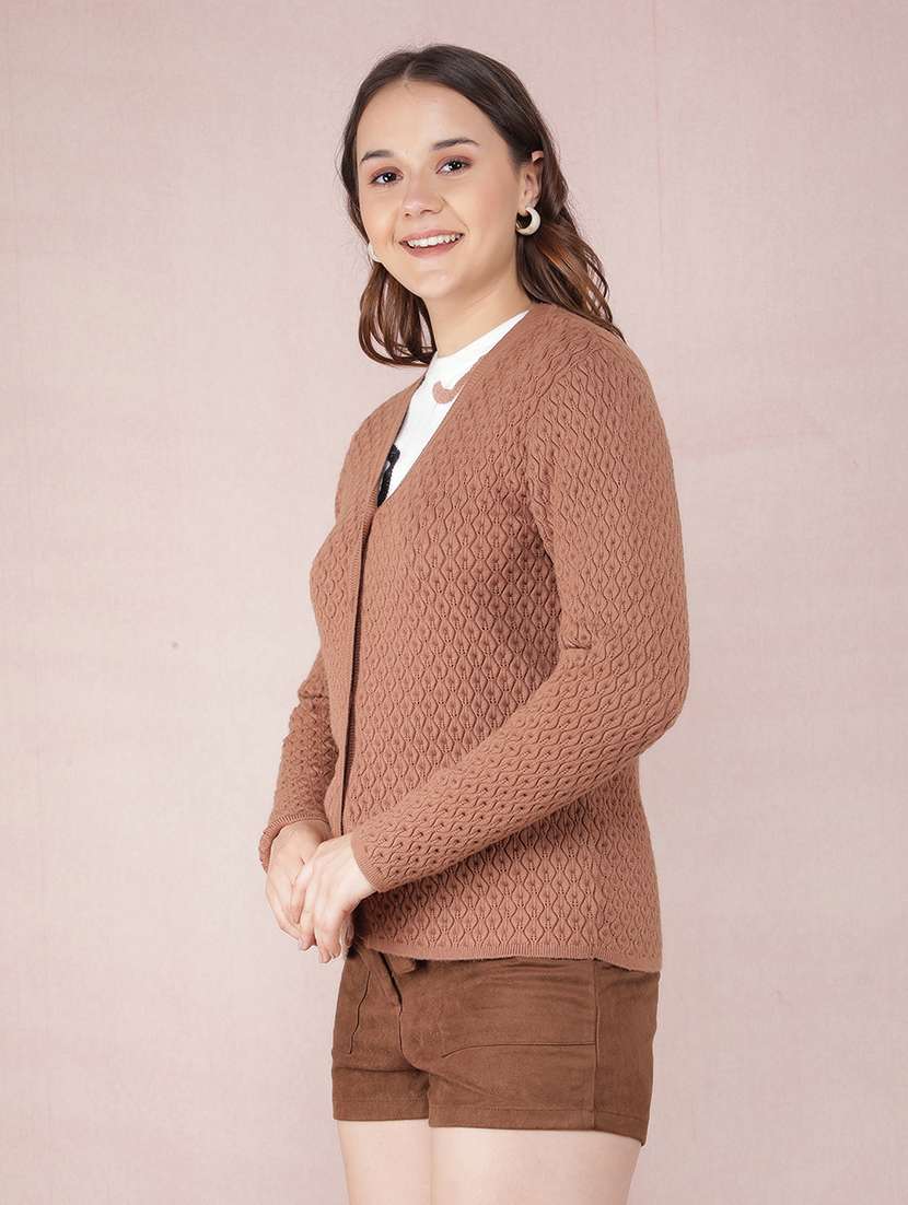 women solid long sleeve cardigan - 21635726 -  Standard Image - 1