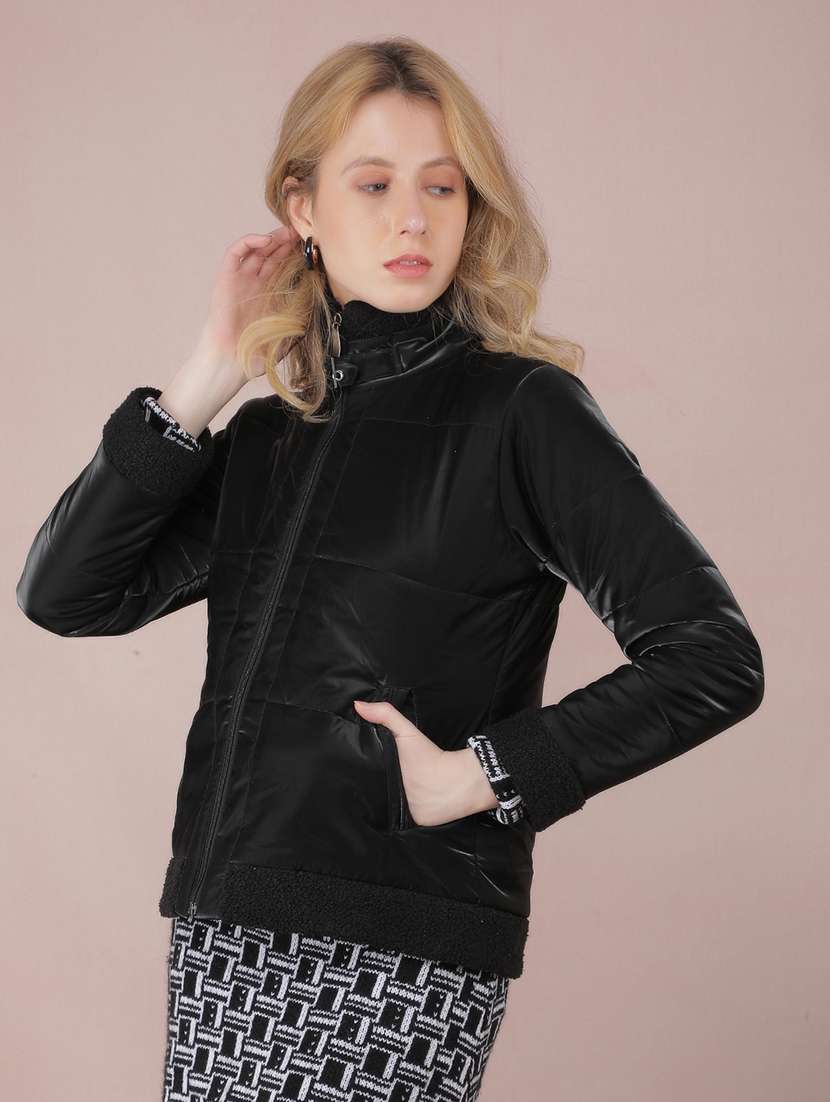 women long sleeves solid quilted jacket - 21635736 -  Standard Image - 1