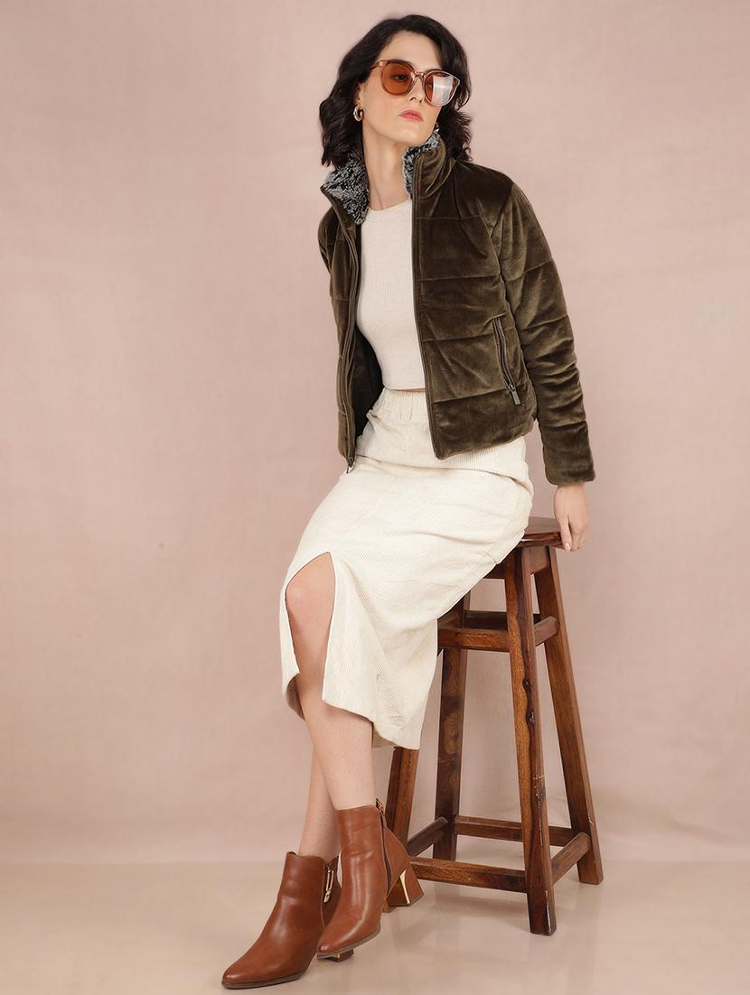 women long sleeves solid quilted jacket - 21635740 - Standard Image - 4