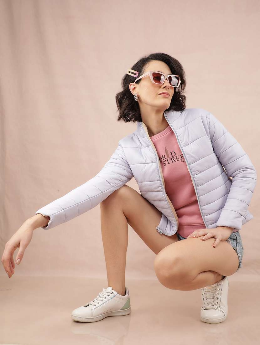 women solid long sleeve quilted jacket - 21635742 -  Standard Image - 4