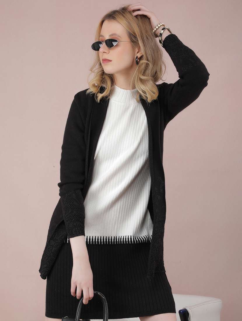 women self designed long sleeve regular shrug - 21635750 -  Standard Image - 1