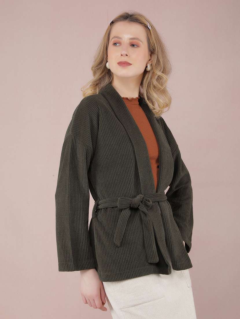 women long sleeves solid regular shrug - 21635751 - Standard Image - 1