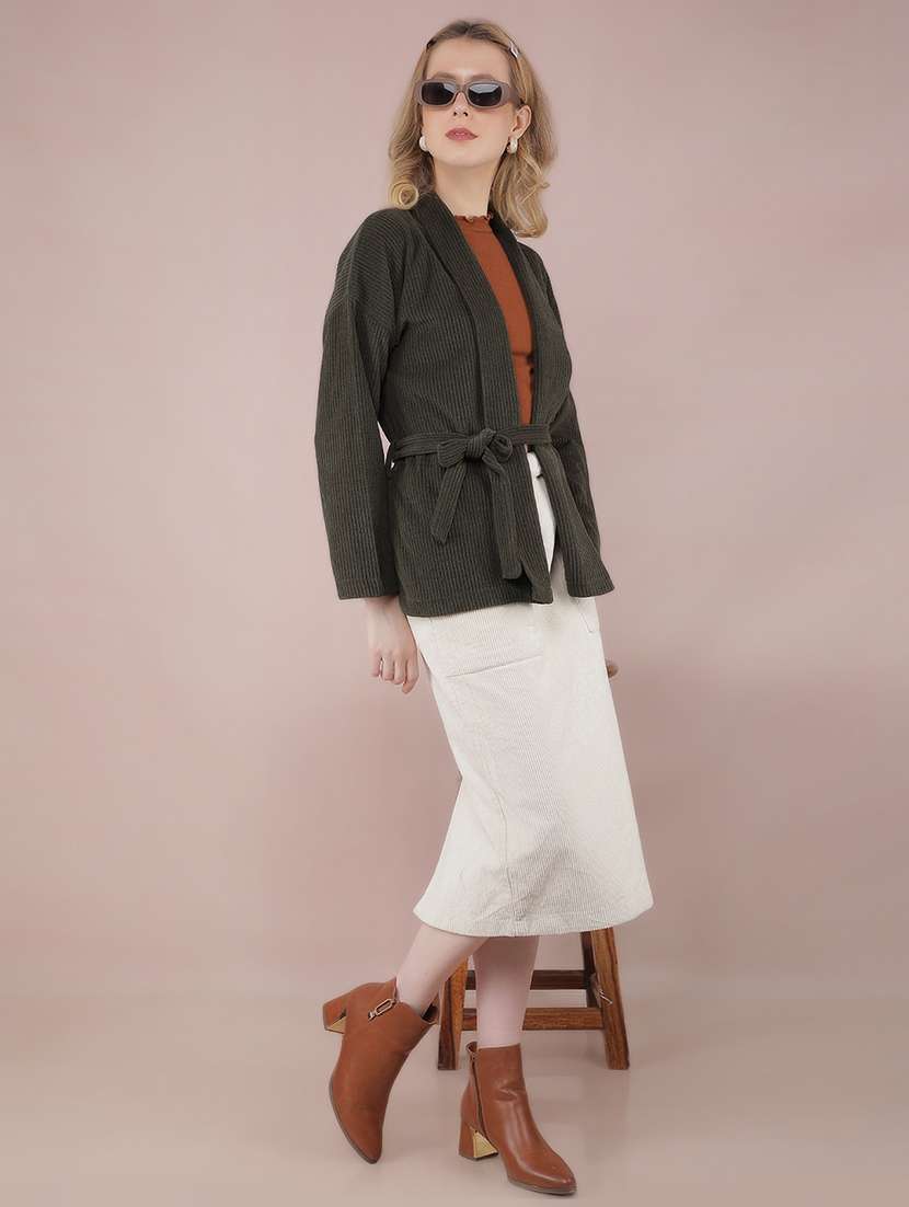 women long sleeves solid regular shrug - 21635751 - Standard Image - 4