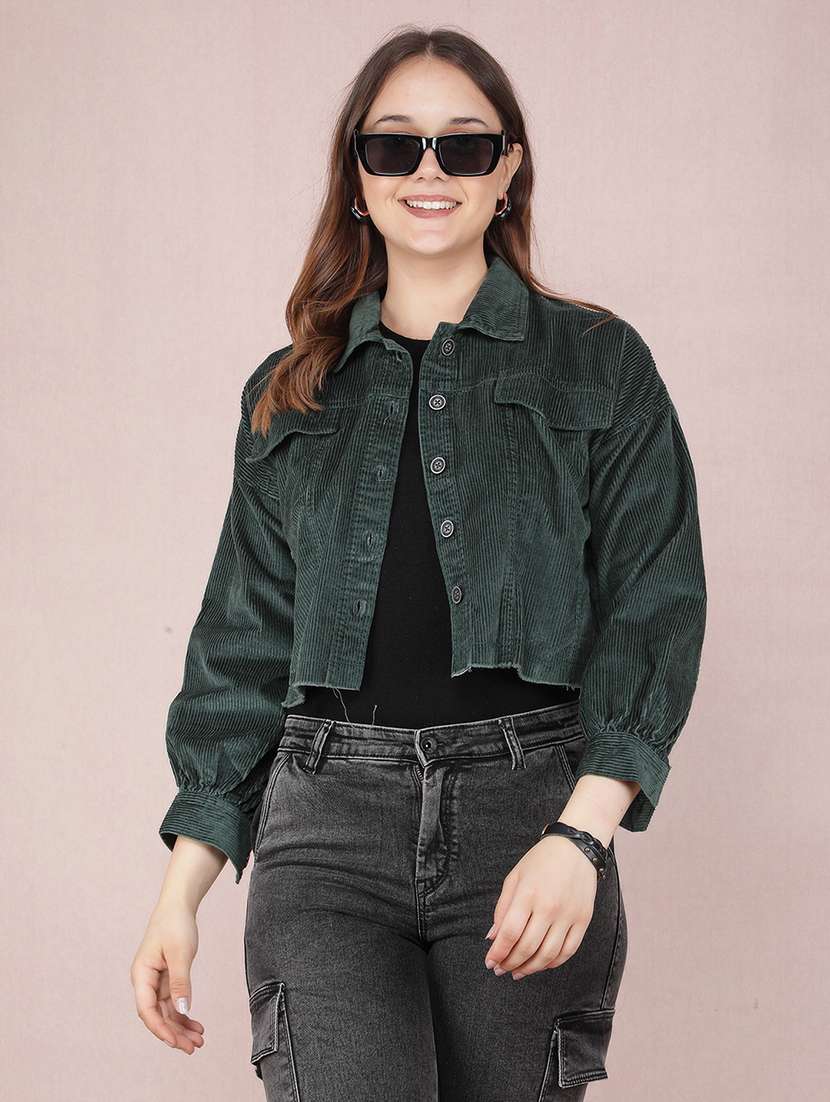 women solid collared long sleeve jacket - 21635757 -  Zoom Image - 0