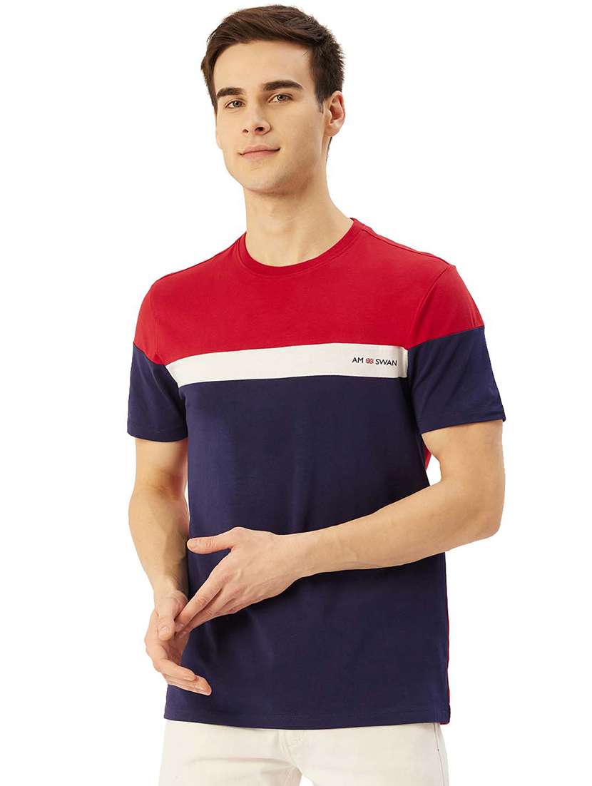 men regular fit color block short sleeve t-shirt