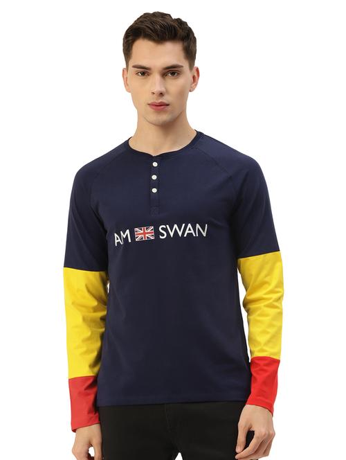 men regular fit color block long sleeve t-shirt - 21635905 -  Standard Image - 0