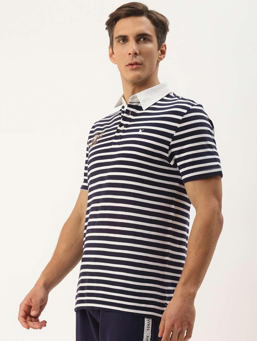 men regular fit striped short sleeve polo t-shirt - 21635923 - Standard Image - 1