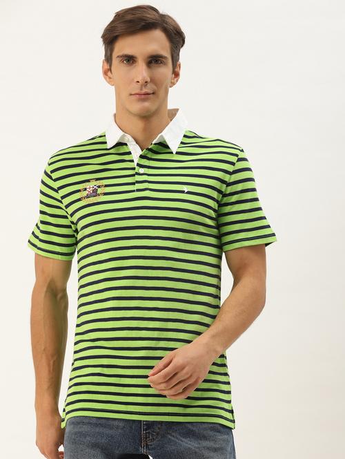men regular fit striped short sleeve polo t-shirt - 21635926 - Standard Image - 0